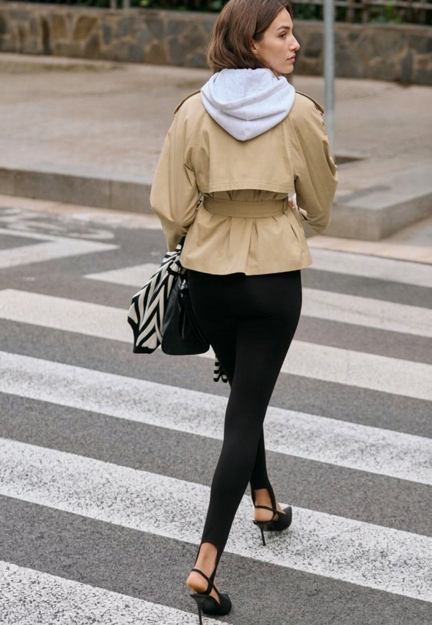 Cotton Short Belted Trench Coat featuring a High Neck Transitional Jacket by Lilla
