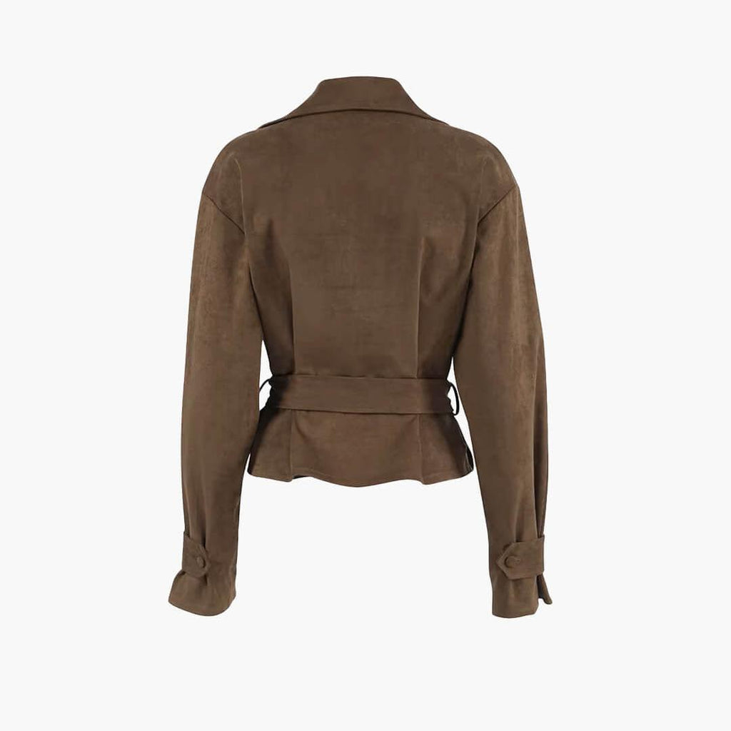 Classic Fitted Wrap Jacket featuring Wide Notched Lapels Office Outerwear by Lilla