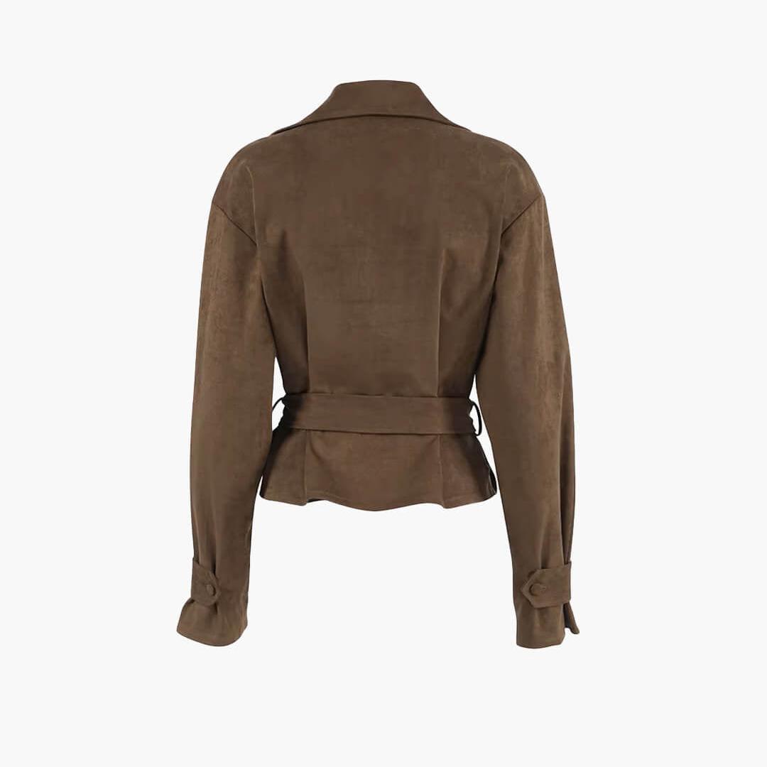 Classic Fitted Wrap Jacket featuring Wide Notched Lapels Office Outerwear by Lilla