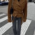 Classic Fitted Wrap Jacket featuring Wide Notched Lapels Office Outerwear by Lilla