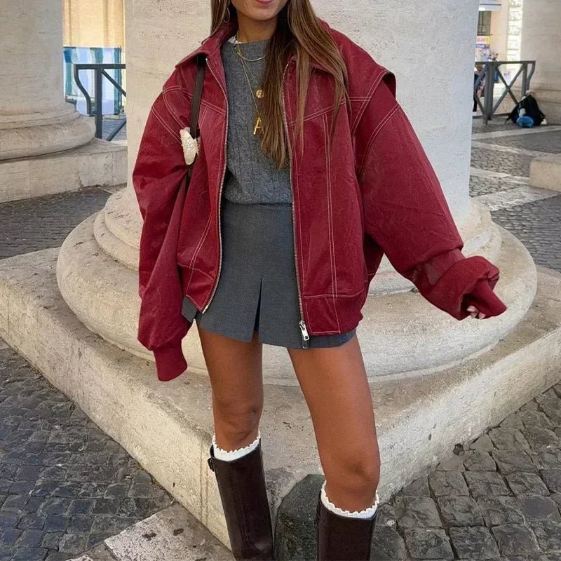 Classic Structured Biker Jacket featuring a Lapel Collar Evening Outerwear by Lilla