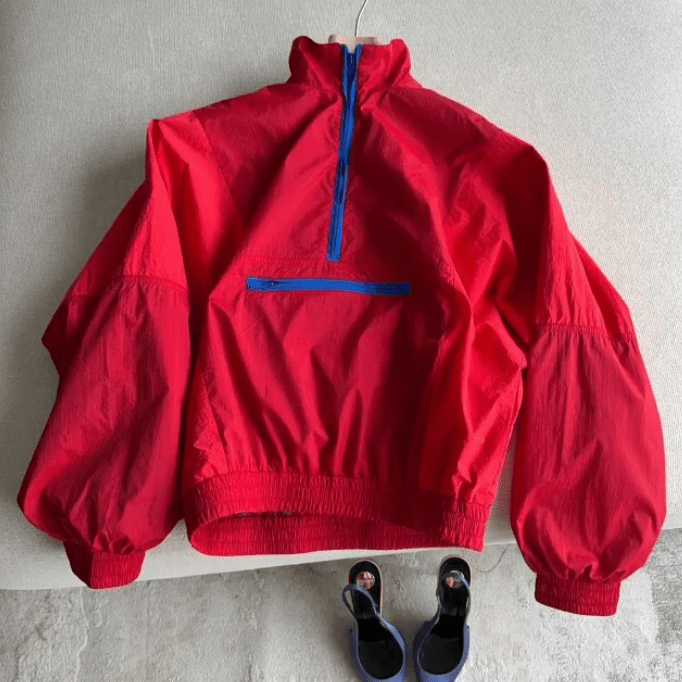 Colorblock Cropped Windbreaker Jacket featuring a Half Zip Collar Casual Outerwear by Lilla