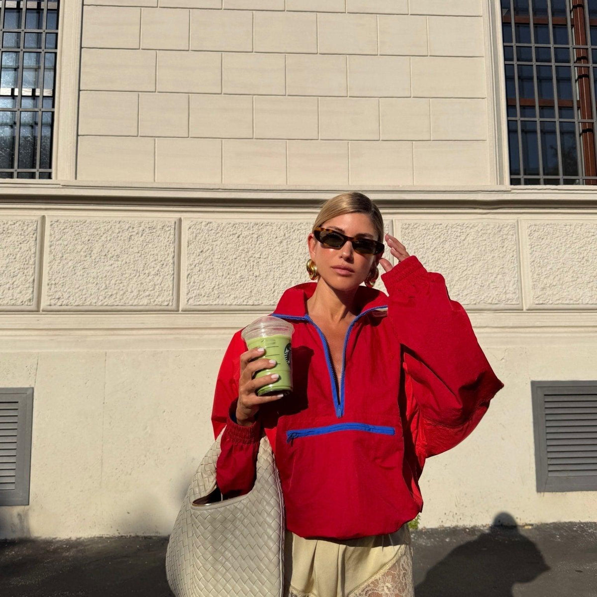 Colorblock Cropped Windbreaker Jacket featuring a Half Zip Collar Casual Outerwear by Lilla