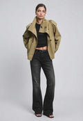 Cotton Short Trench Coat featuring a High Neck Everyday Commute Outerwear by Lilla