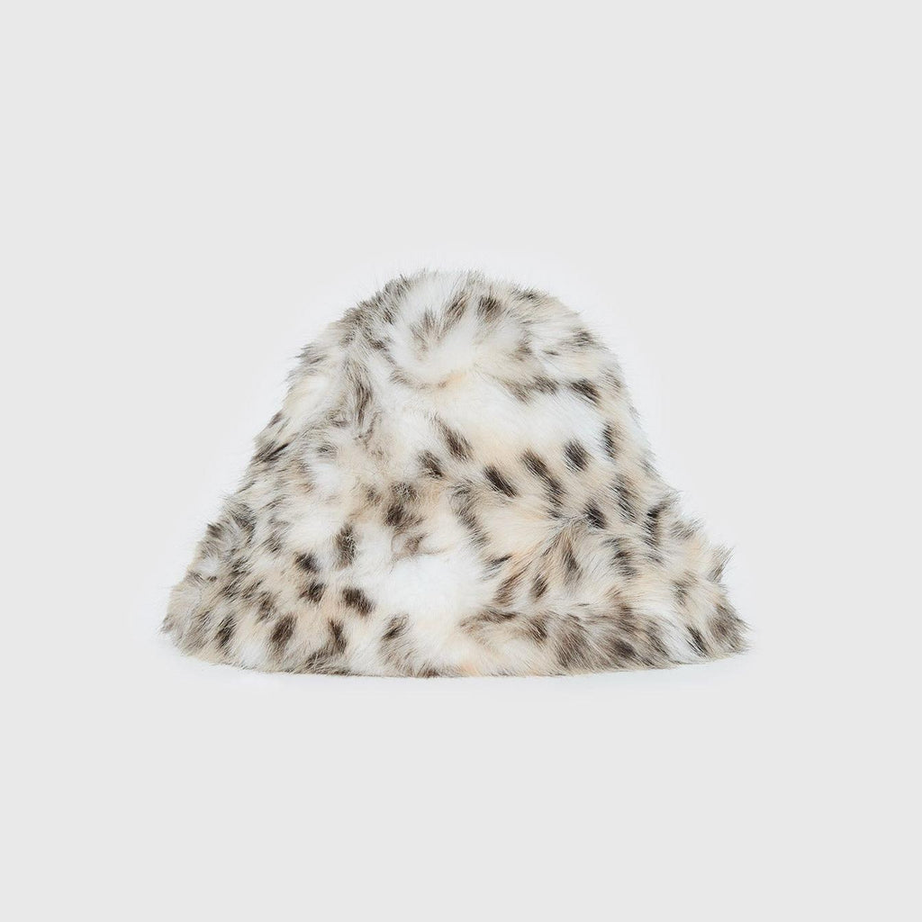 Dalmatian Print Relaxed Fluffy Hat featuring Plush High Pile Texture Cold Weather Headwear by Lilla