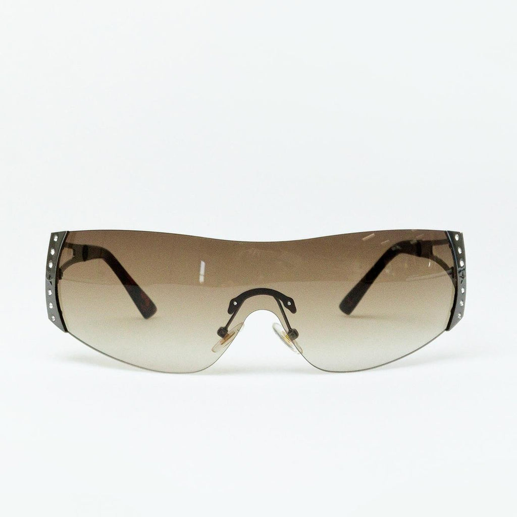 Futuristic Shield Visor Sunglasses featuring Diamante Details Festival Eyewear by Lilla