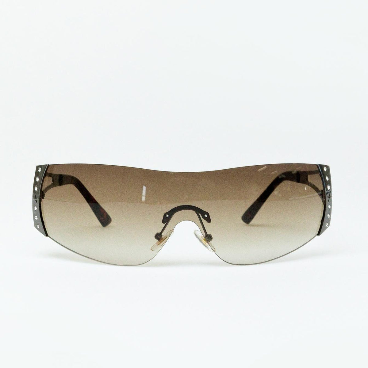 Futuristic Shield Visor Sunglasses featuring Diamante Details Festival Eyewear by Lilla