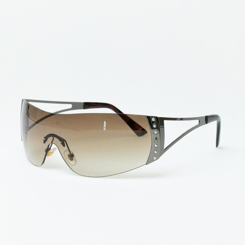 Futuristic Shield Visor Sunglasses featuring Diamante Details Festival Eyewear by Lilla