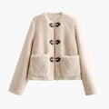 Leather Relaxed Fit Jacket with Collar and Cuff Details Casual Layering Outerwear by Lilla