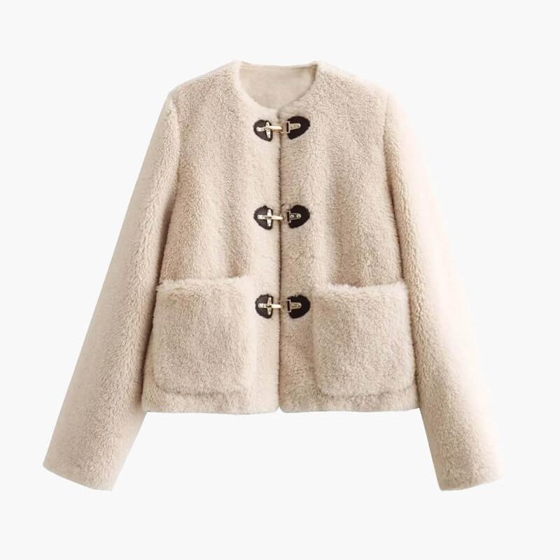 Leather Relaxed Fit Jacket with Collar and Cuff Details Casual Layering Outerwear by Lilla