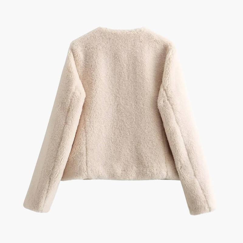 Leather Relaxed Fit Jacket with Collar and Cuff Details Casual Layering Outerwear by Lilla