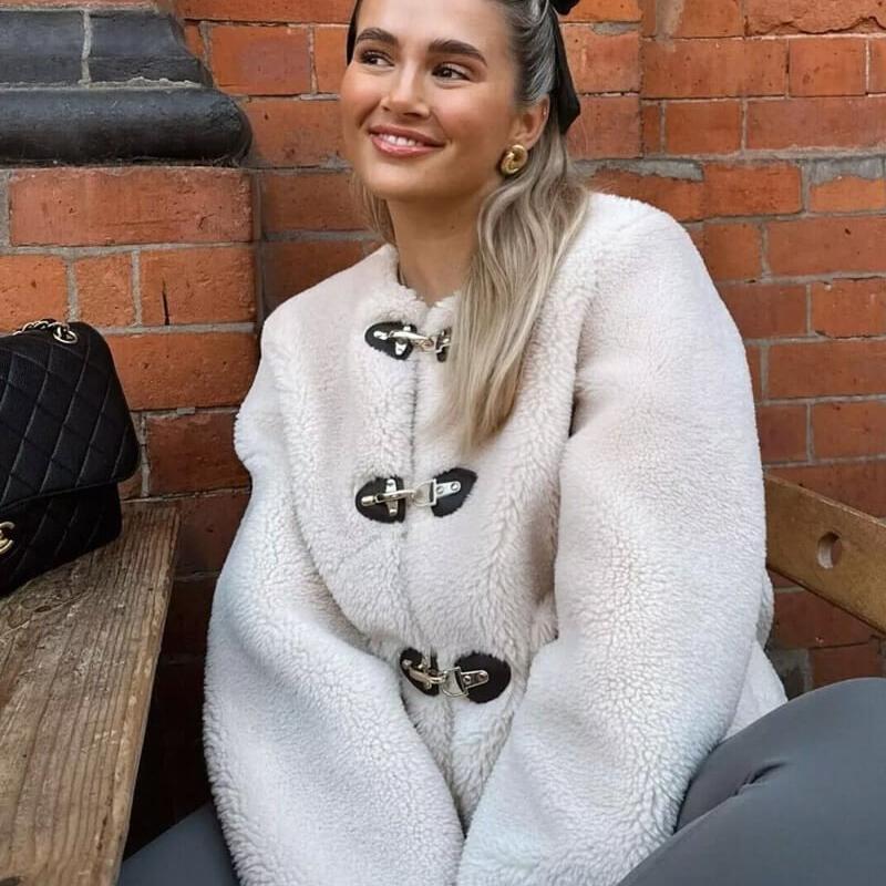 Leather Relaxed Fit Jacket with Collar and Cuff Details Casual Layering Outerwear by Lilla