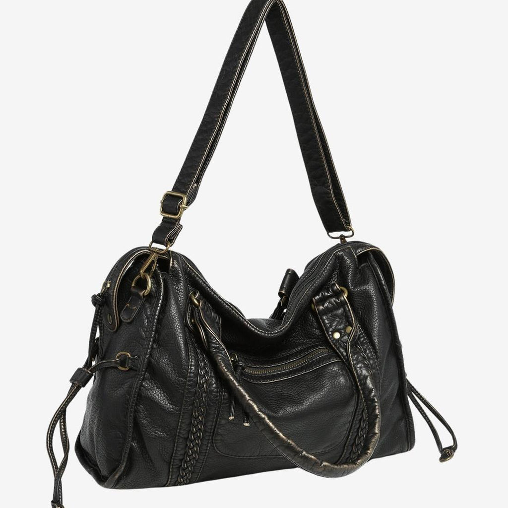 Minimal Compact Shoulder Bag featuring Zipper Closure Everyday Crossbody Handbag by Lilla