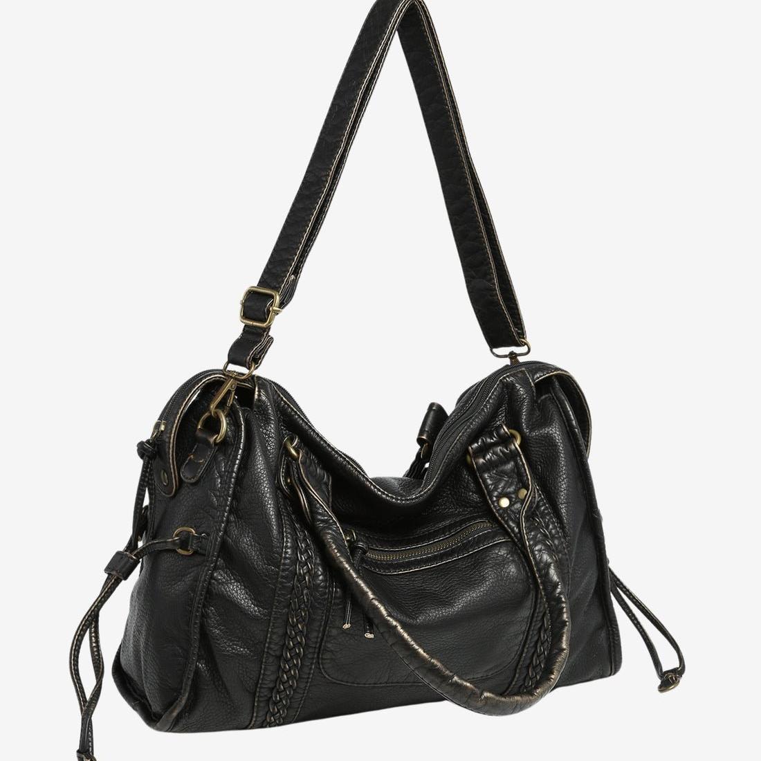 Minimal Compact Shoulder Bag featuring Zipper Closure Everyday Crossbody Handbag by Lilla