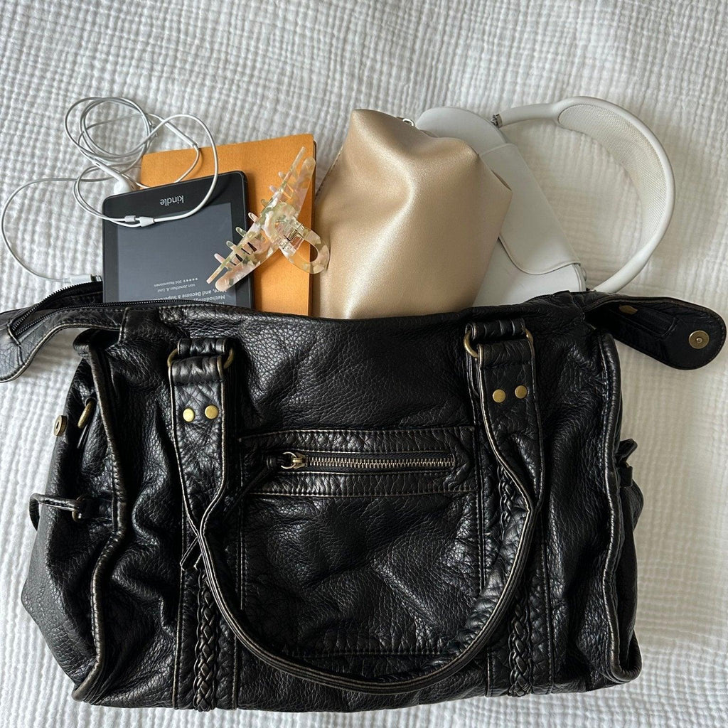 Minimal Compact Shoulder Bag featuring Zipper Closure Everyday Crossbody Handbag by Lilla