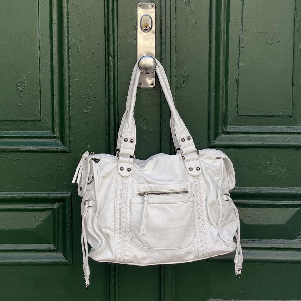 Minimal Compact Shoulder Bag featuring Zipper Closure Everyday Crossbody Handbag by Lilla