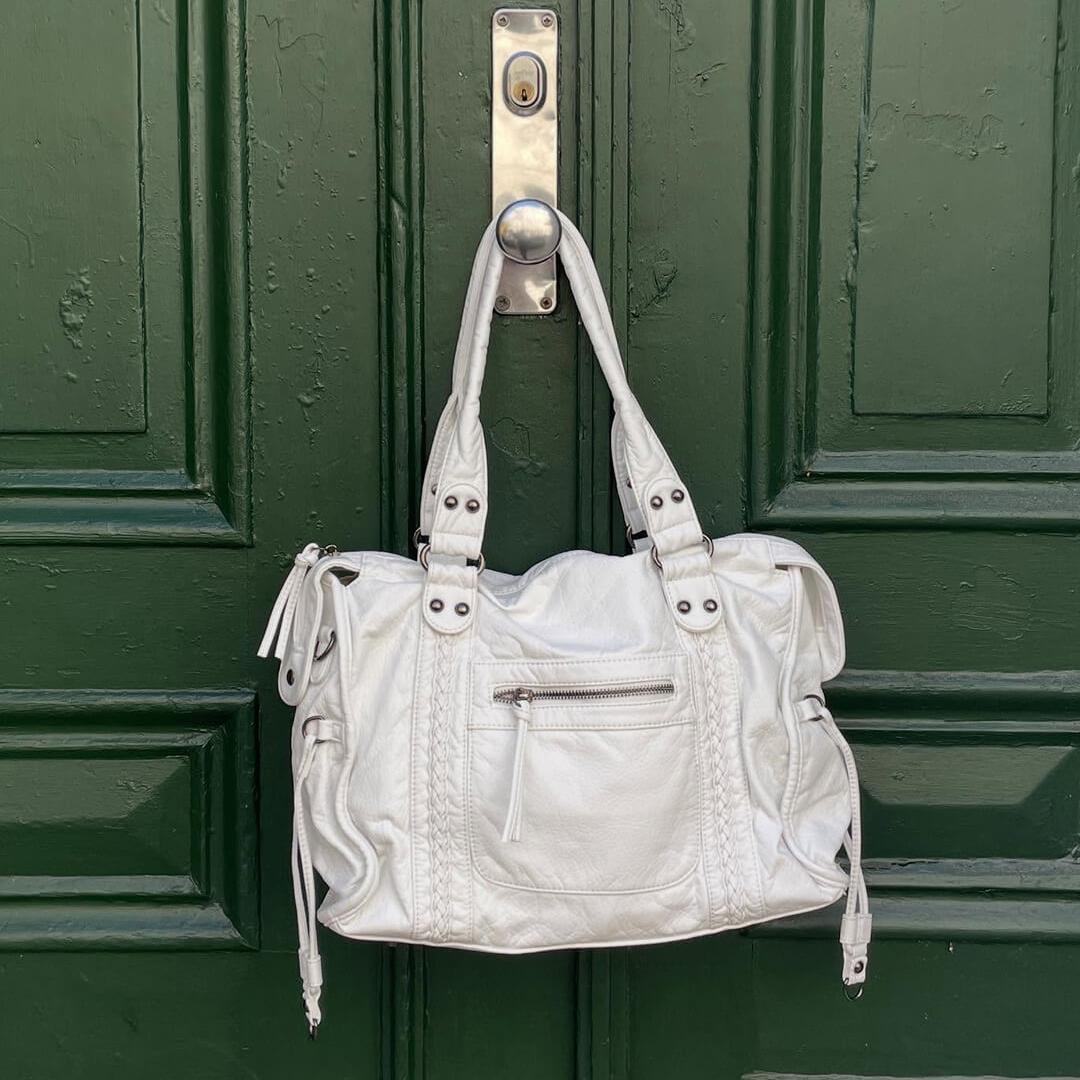 Minimal Compact Shoulder Bag featuring Zipper Closure Everyday Crossbody Handbag by Lilla