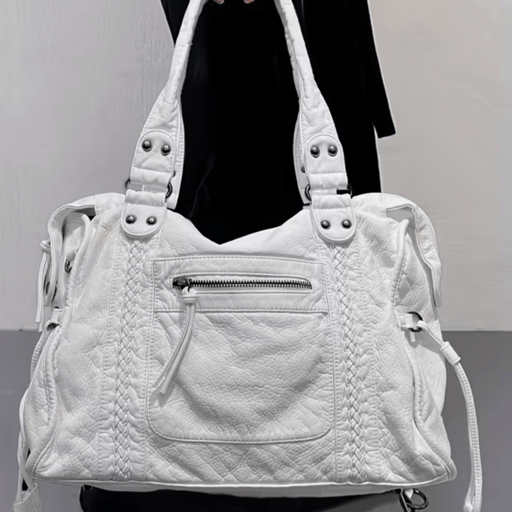 Minimal Compact Shoulder Bag featuring Zipper Closure Everyday Crossbody Handbag by Lilla