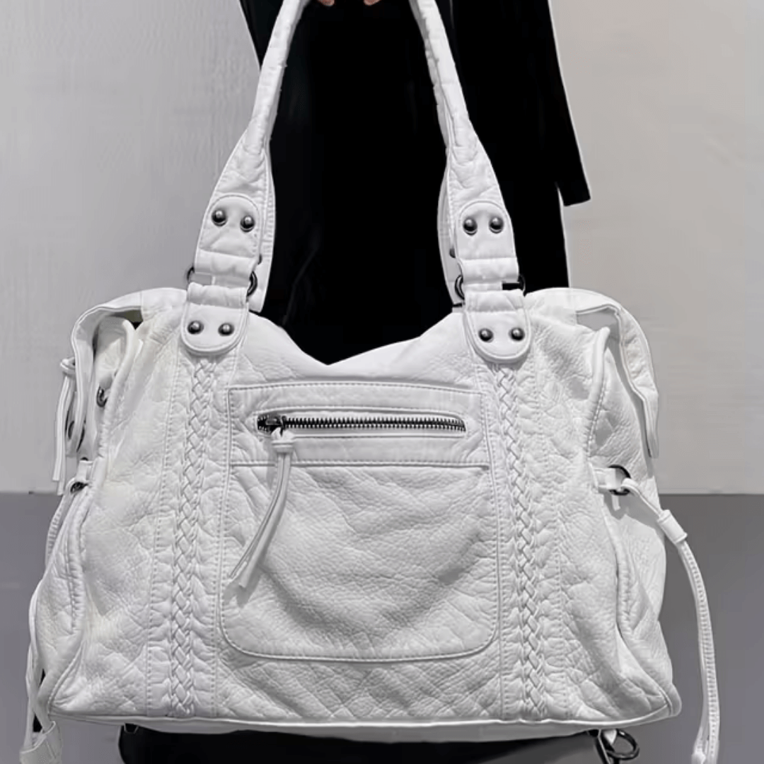 Minimal Compact Shoulder Bag featuring Zipper Closure Everyday Crossbody Handbag by Lilla