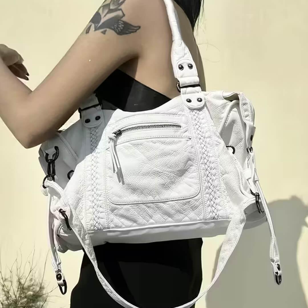 Minimal Compact Shoulder Bag featuring Zipper Closure Everyday Crossbody Handbag by Lilla