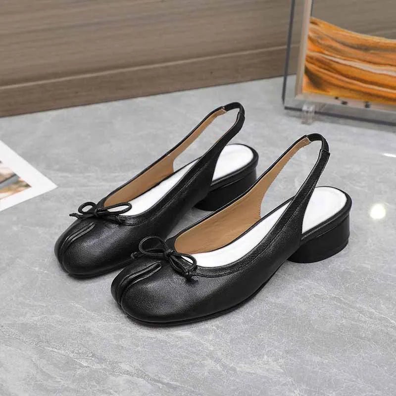 Minimal Low Heel Ballet Mary Jane Pumps featuring Split Toe Detail Evening Shoes by Lilla