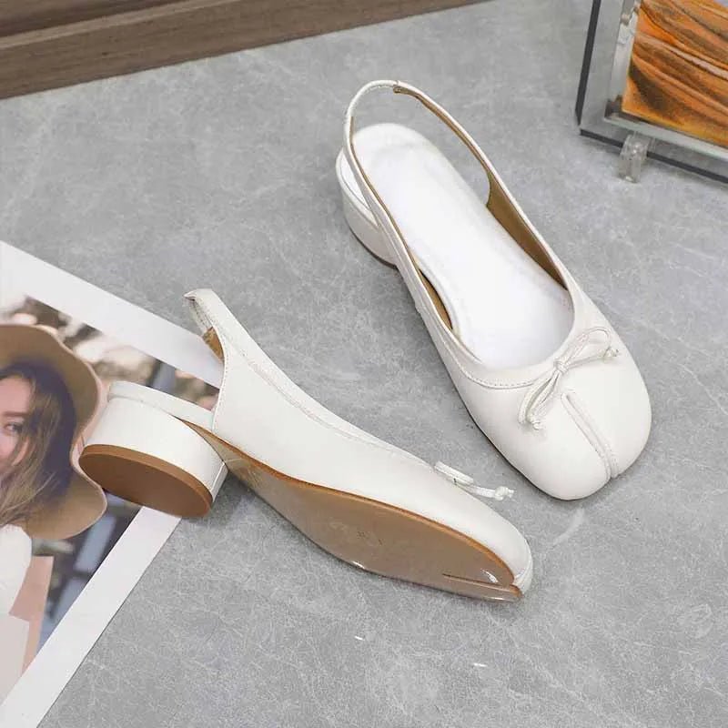 Minimal Low Heel Ballet Mary Jane Pumps featuring Split Toe Detail Evening Shoes by Lilla