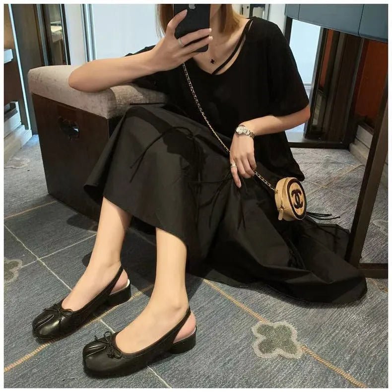 Minimal Low Heel Ballet Mary Jane Pumps featuring Split Toe Detail Evening Shoes by Lilla