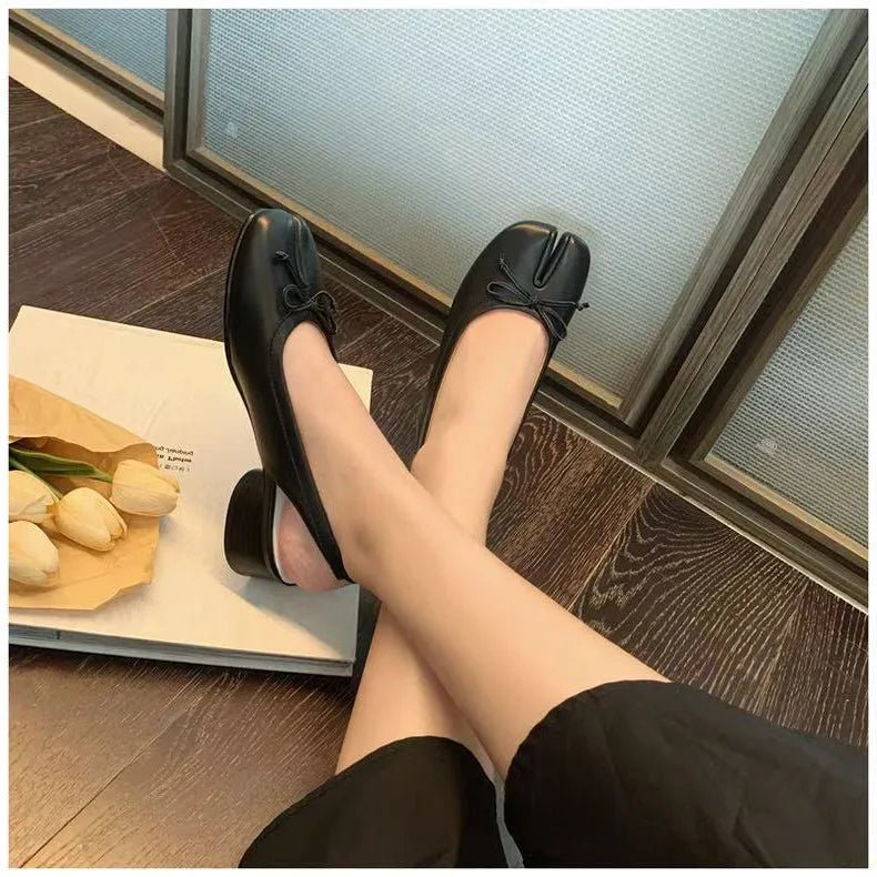 Minimal Low Heel Ballet Mary Jane Pumps featuring Split Toe Detail Evening Shoes by Lilla