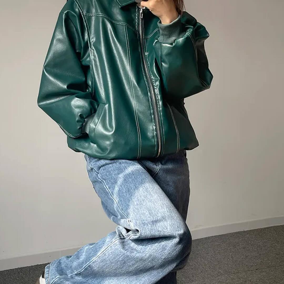 Minimal Oversized Bomber Jacket featuring Front Zip Closure Casual Outerwear by Lilla