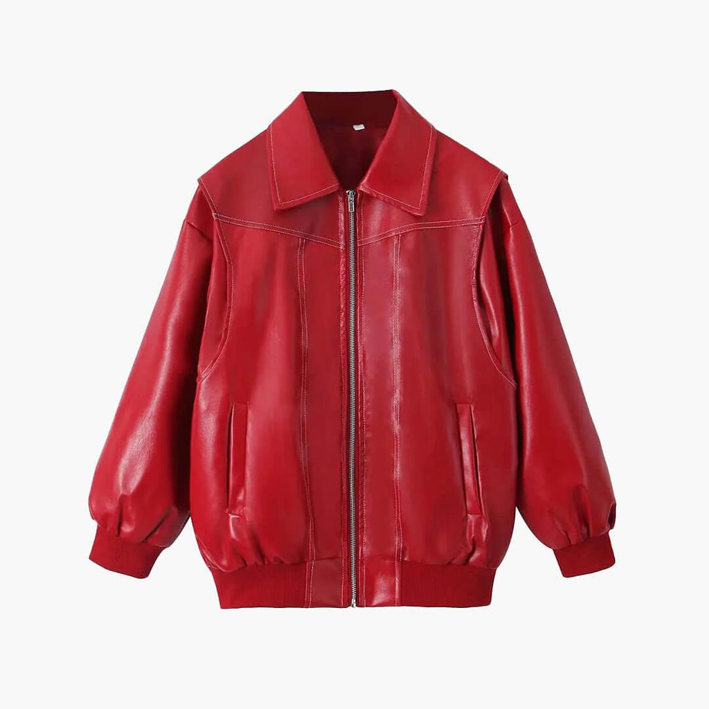 Minimal Oversized Bomber Jacket featuring Front Zip Closure Casual Outerwear by Lilla