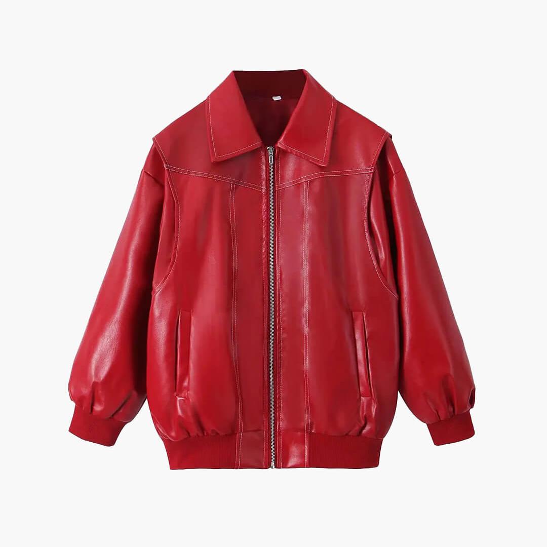 Minimal Oversized Bomber Jacket featuring Front Zip Closure Casual Outerwear by Lilla