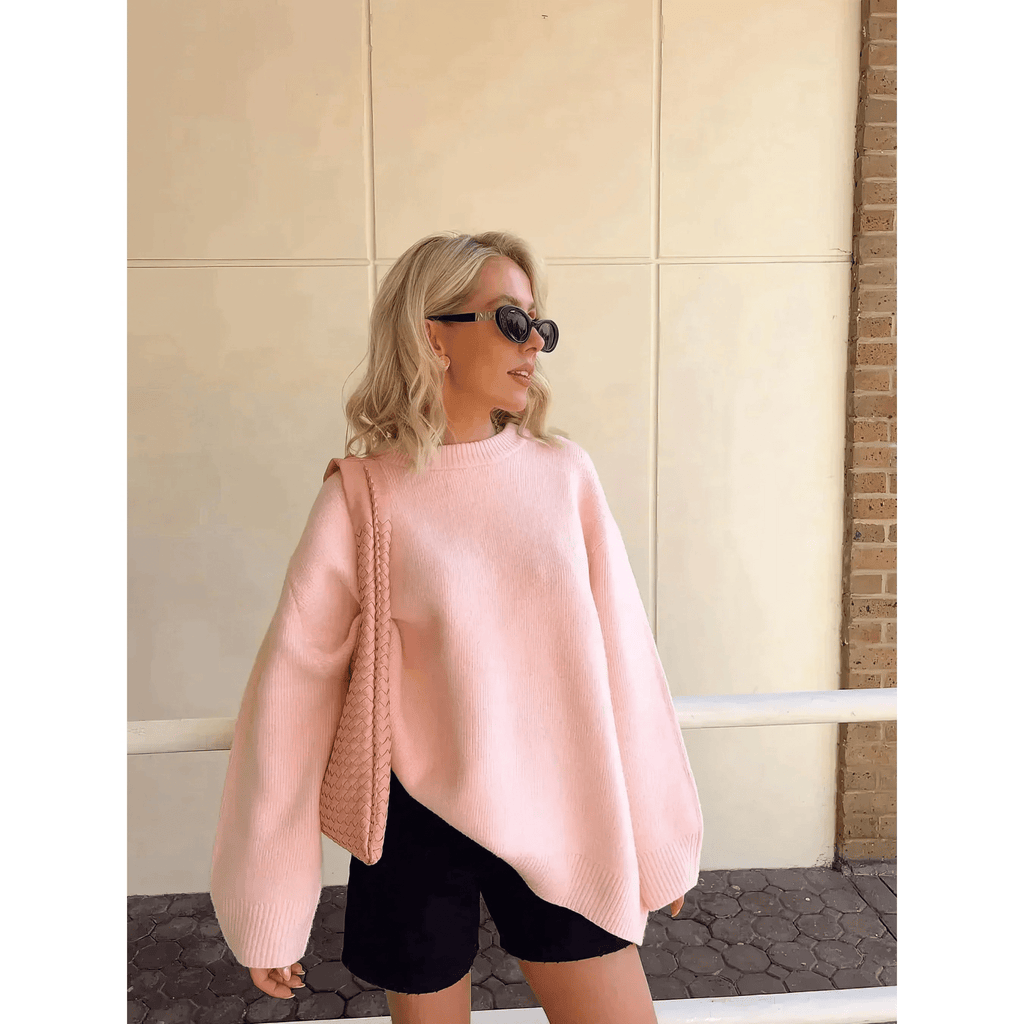 Minimal Regular Fit Knitted Sweater featuring Cozy Knit Texture Casual Pullover by Lilla
