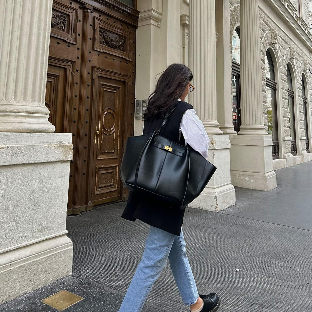 Minimalist Spacious Shopper Bag featuring Sturdy Handles Everyday Work Tote by Lilla