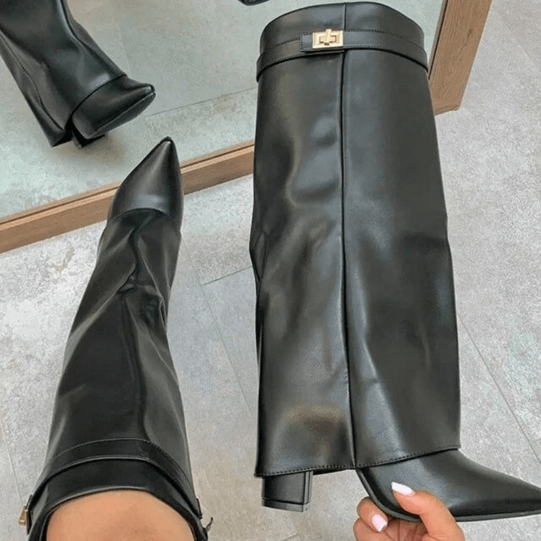 Suede Slim Knee High Boots featuring Elastic Inserts Autumn Winter Footwear by Lilla