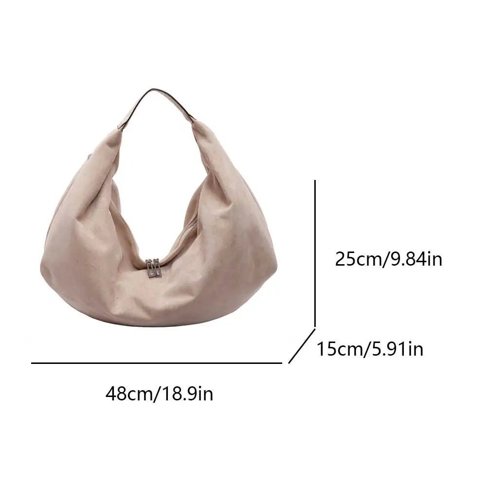 Suede Slouchy Hobo Handbag featuring Zip Closure Everyday Travel Tote by Lilla