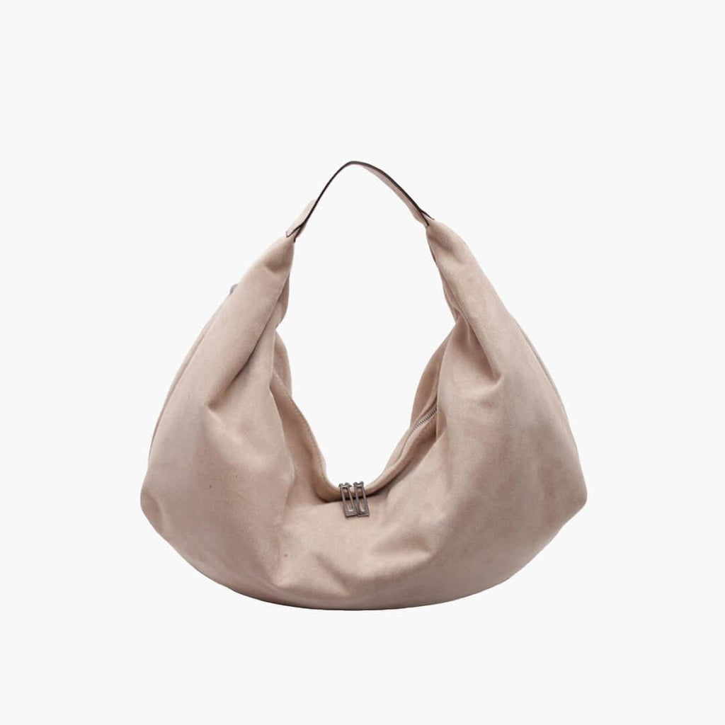 Suede Slouchy Hobo Handbag featuring Zip Closure Everyday Travel Tote by Lilla