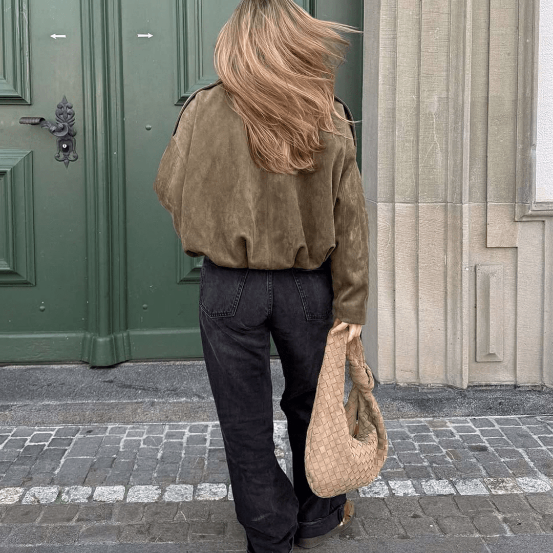 Vintage Relaxed Bomber Jacket featuring Ribbed Cuffs Everyday Outerwear by Lilla