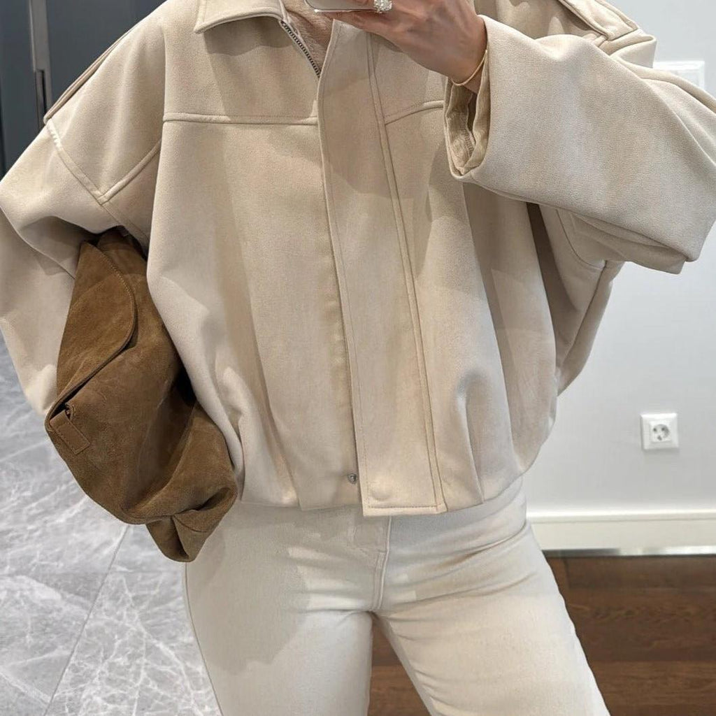 Vintage Relaxed Bomber Jacket featuring Ribbed Cuffs Everyday Outerwear by Lilla