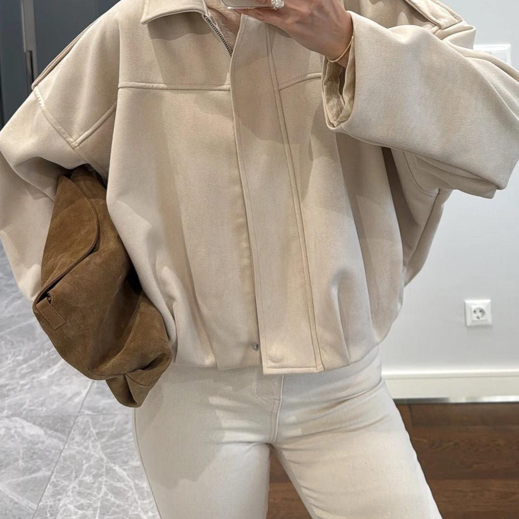 Vintage Relaxed Bomber Jacket featuring Ribbed Cuffs Everyday Outerwear by Lilla