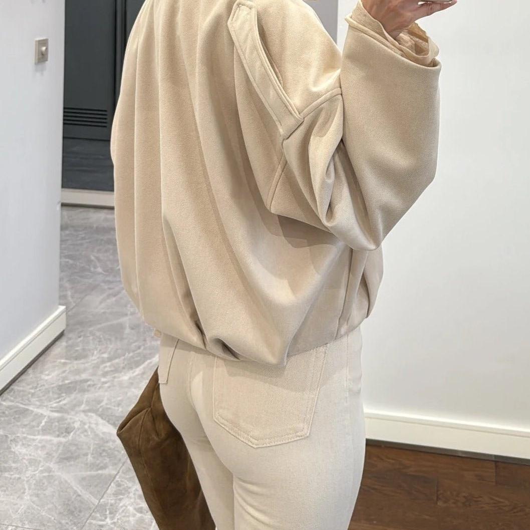 Vintage Relaxed Bomber Jacket featuring Ribbed Cuffs Everyday Outerwear by Lilla