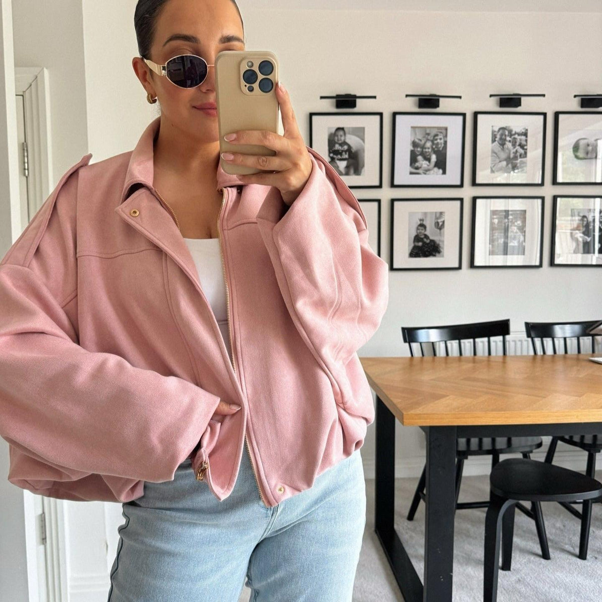 Vintage Relaxed Bomber Jacket featuring Ribbed Cuffs Everyday Outerwear by Lilla