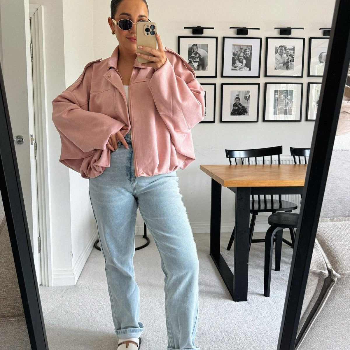 Vintage Relaxed Bomber Jacket featuring Ribbed Cuffs Everyday Outerwear by Lilla