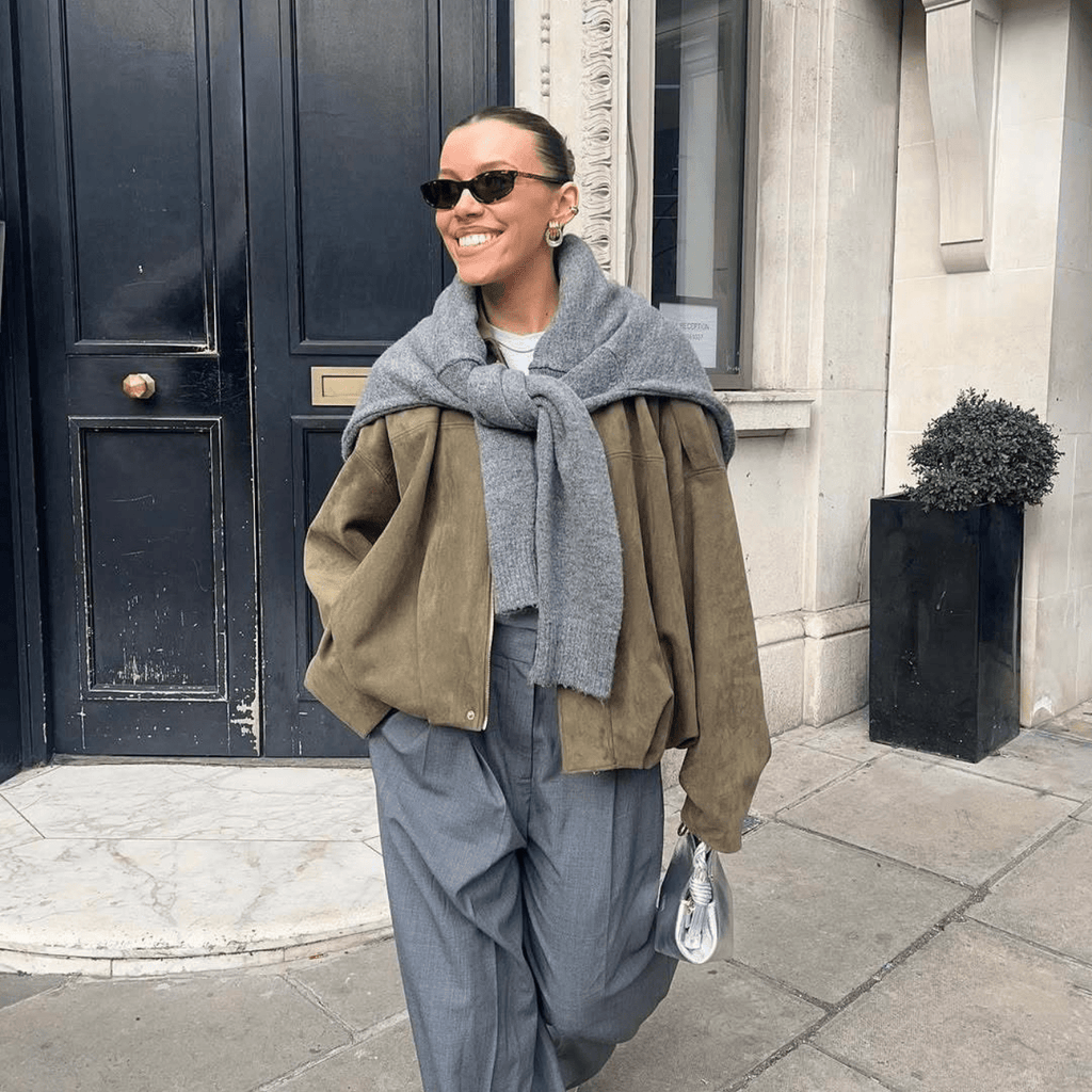 Vintage Relaxed Bomber Jacket featuring Ribbed Cuffs Everyday Outerwear by Lilla
