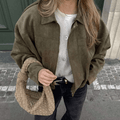Vintage Relaxed Bomber Jacket featuring Ribbed Cuffs Everyday Outerwear by Lilla