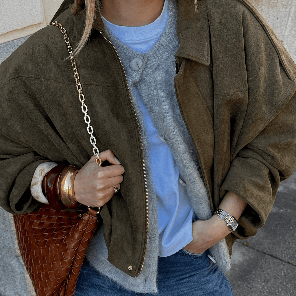 Vintage Relaxed Bomber Jacket featuring Ribbed Cuffs Everyday Outerwear by Lilla