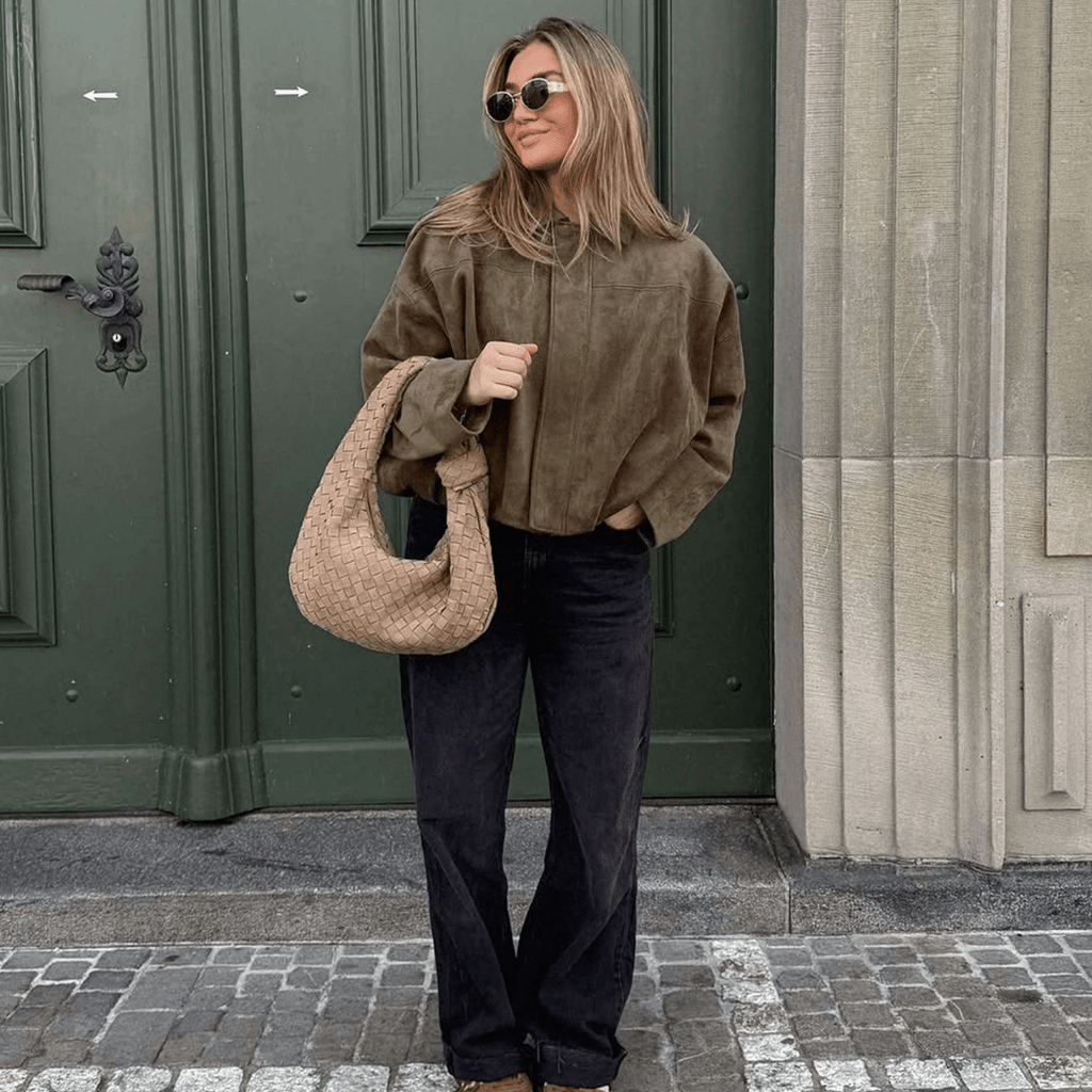 Vintage Relaxed Bomber Jacket featuring Ribbed Cuffs Everyday Outerwear by Lilla