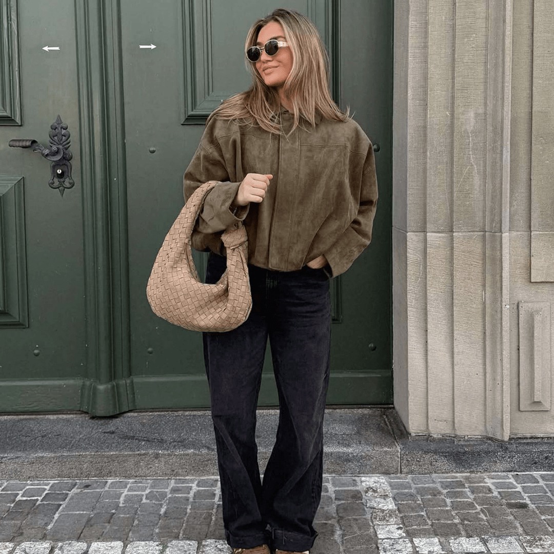 Vintage Relaxed Bomber Jacket featuring Ribbed Cuffs Everyday Outerwear by Lilla