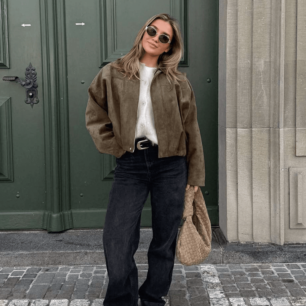 Vintage Relaxed Bomber Jacket featuring Ribbed Cuffs Everyday Outerwear by Lilla
