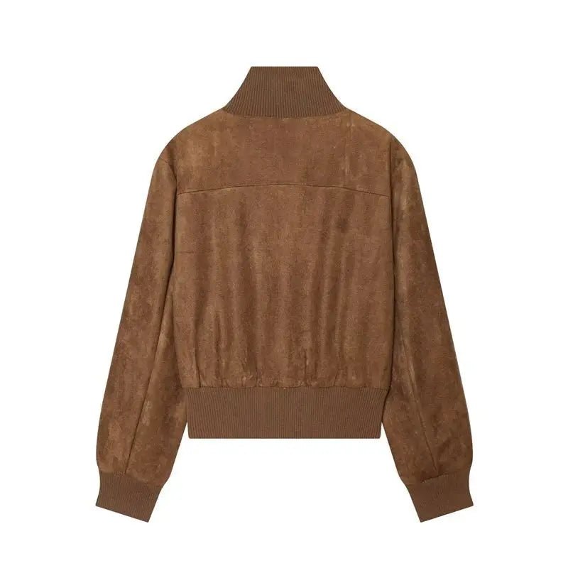 Vintage Relaxed Bomber Jacket featuring Stand Collar Casual Autumn Outerwear by Lilla