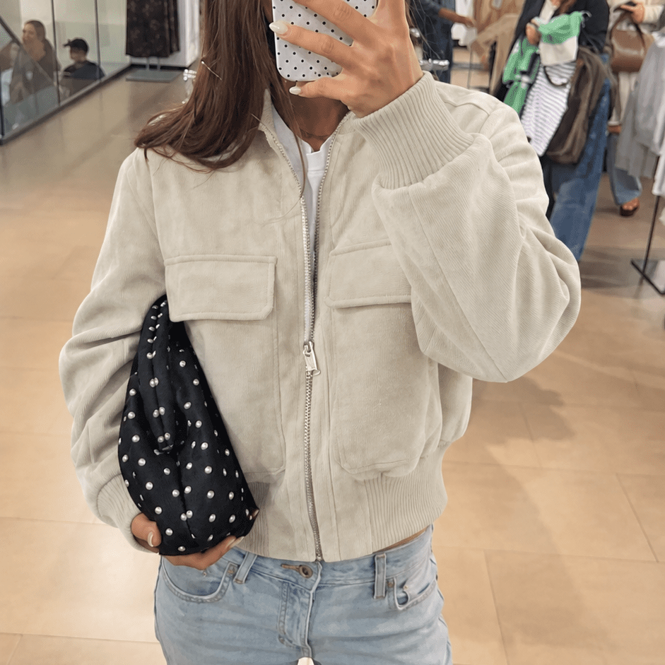 Vintage Relaxed Bomber Jacket featuring Stand Collar Casual Autumn Outerwear by Lilla